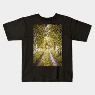 Alley of autumn birches Kids T-Shirt